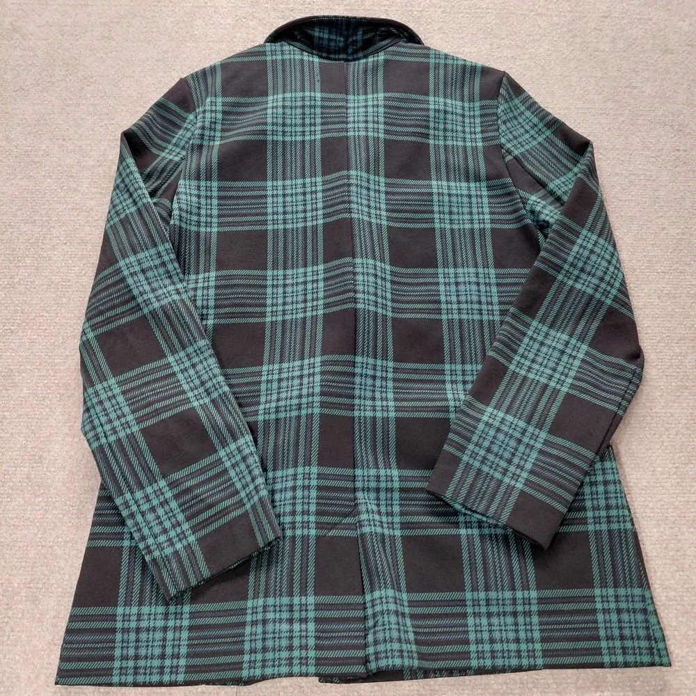Free Assembly Long Plaid Blazer Youth Girls XL 14/16 Green Blue Black Preppy